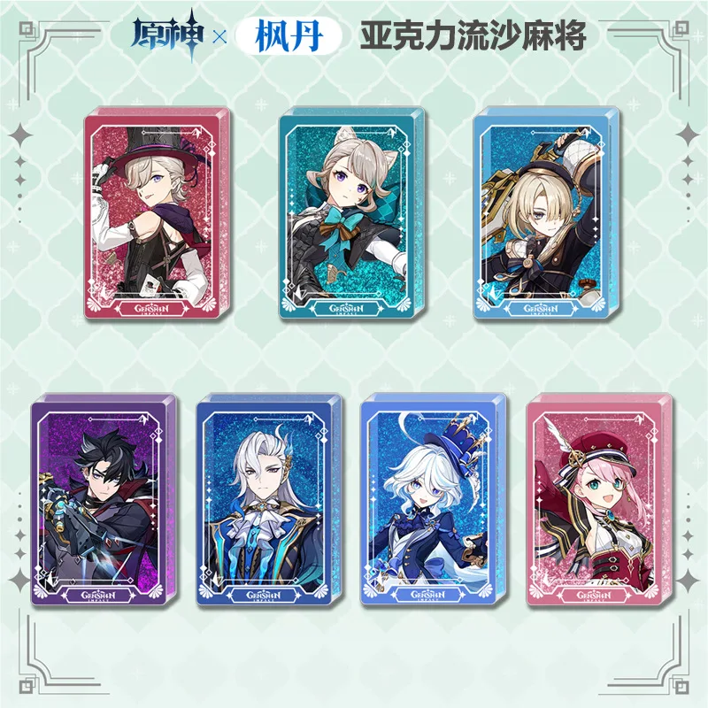 Игра Genshin Impact Lyney Wriothesley Furina Neuvillette Freminet Charlotte Акриловые Блестящие карты кирпич