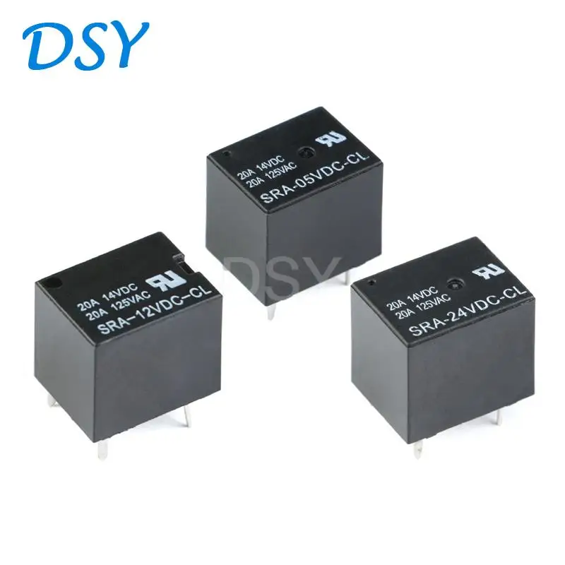 5 шт., реле мощности постоянного тока, 5 В, 12 В, 24 В, 20 А