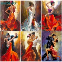 sdoyuno oil painting by numbers dance for drawing adult kit on canvas with frame acrylic handpainted paint home decoration