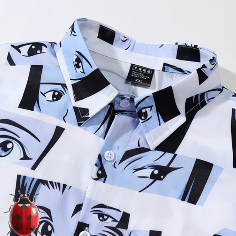 Hip Hop Full Girls Face Print Thin Hawaii Beach Short Shirt