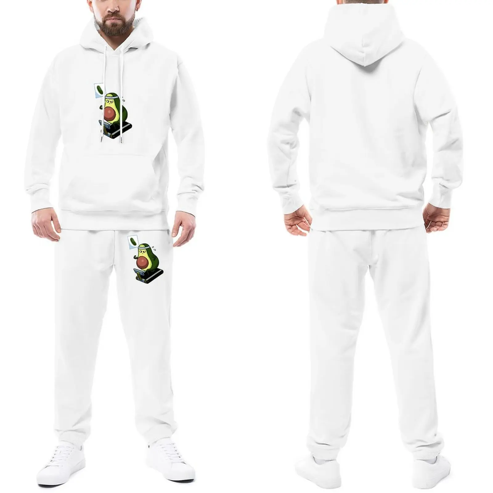 

Avocado Cardio Running Tracksuits Day Food Hoodie Set Couple Vintage Jogger Sets Sports Custom Sweatsuits