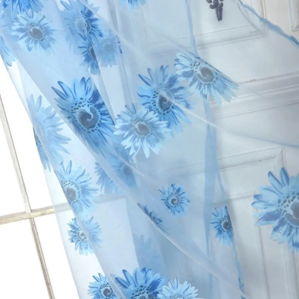 

Sunflower Sheer Curtains Polyester Tulle Sheer Panel Home Decor Room Divider Valance Drape 100x200cm