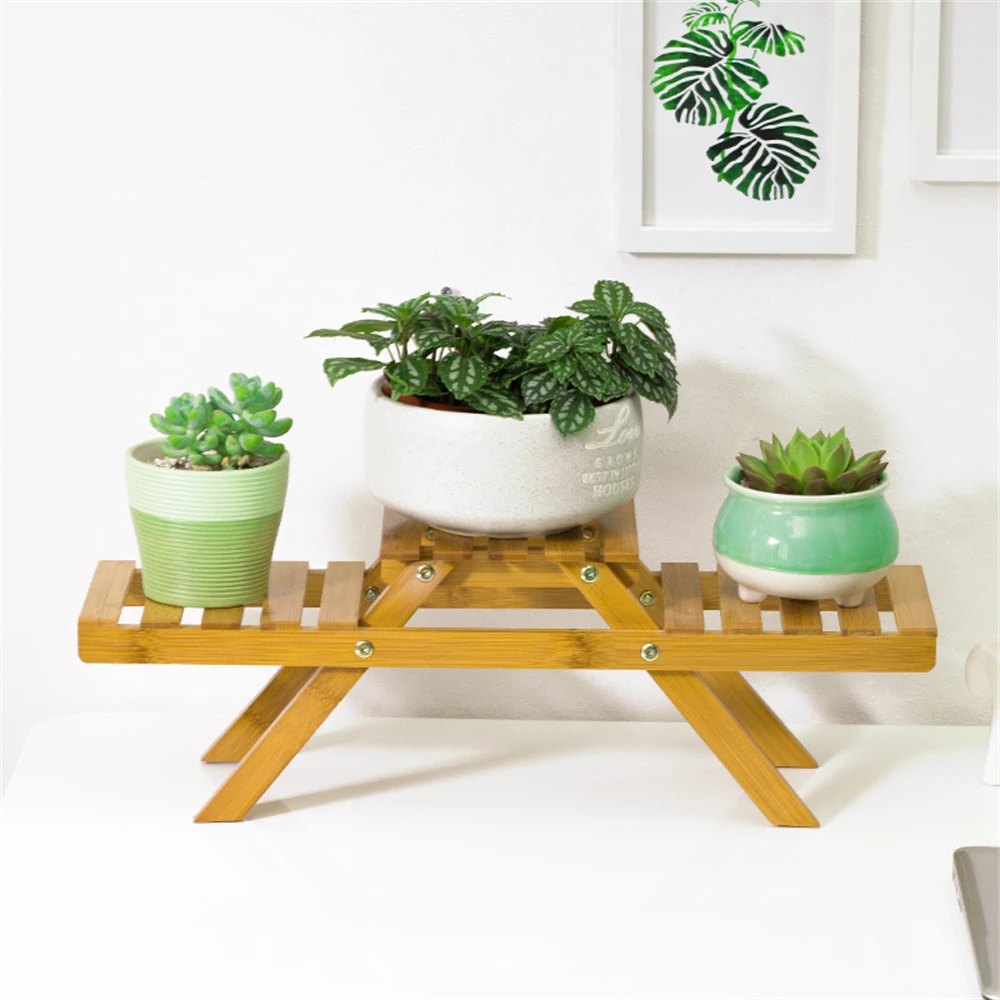 

Bamboo Plant Shelves Desktop Flower Stand Office Balcony Plant Stand Decorations Flower Stand Patio Living Room Plant Pot Stand