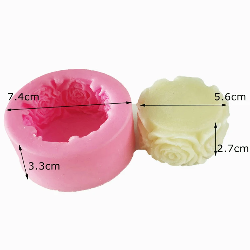 

3D Rose Flowers Mold Round Silicone Soap Mold Clay Candle Mold Fondant Cake Decorating Tools Candy Chocolate Kitchen Accessories