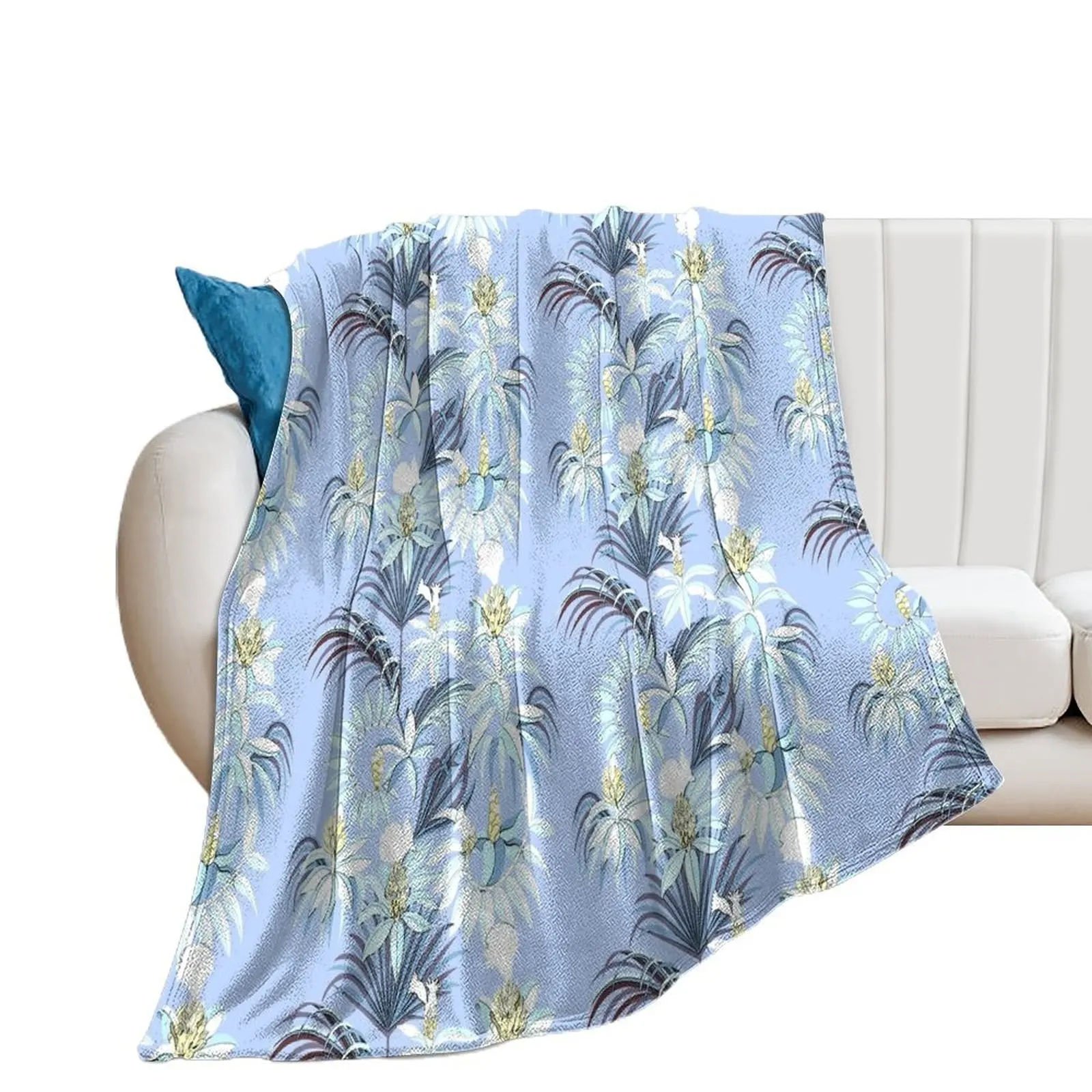 Мягкое декоративное одеяло Jardin Exotique (голубое небо) в клетку модные диваны