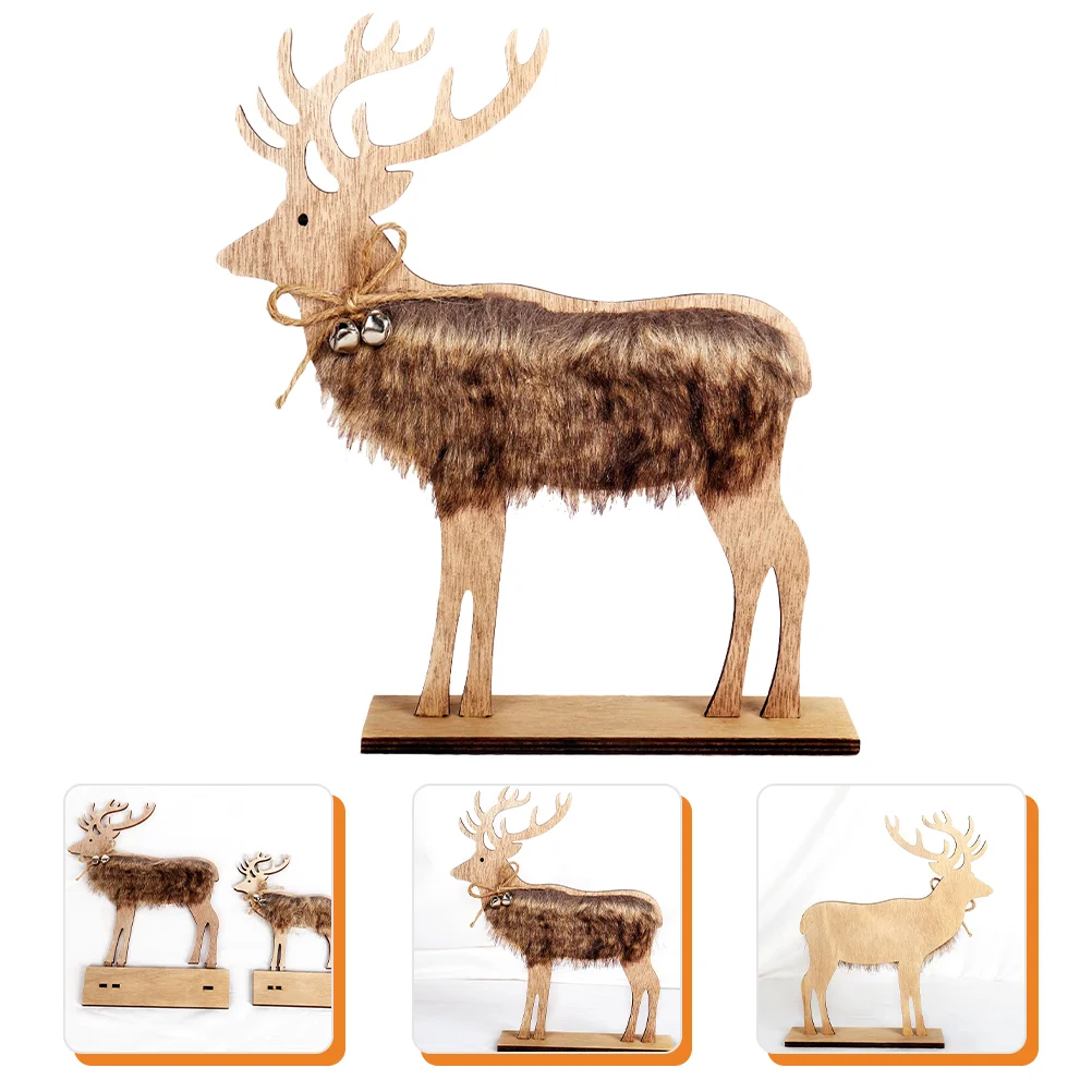 

Christmas Reindeer Elk Wood Table Ornament Decorations Wooden Deer Figures Statue Tabletop Topper Decor Figurine Centerpiece