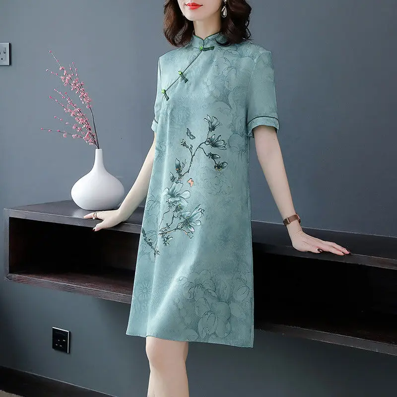 Платье-Ципао женское трапециевидное в китайском ретро-стиле