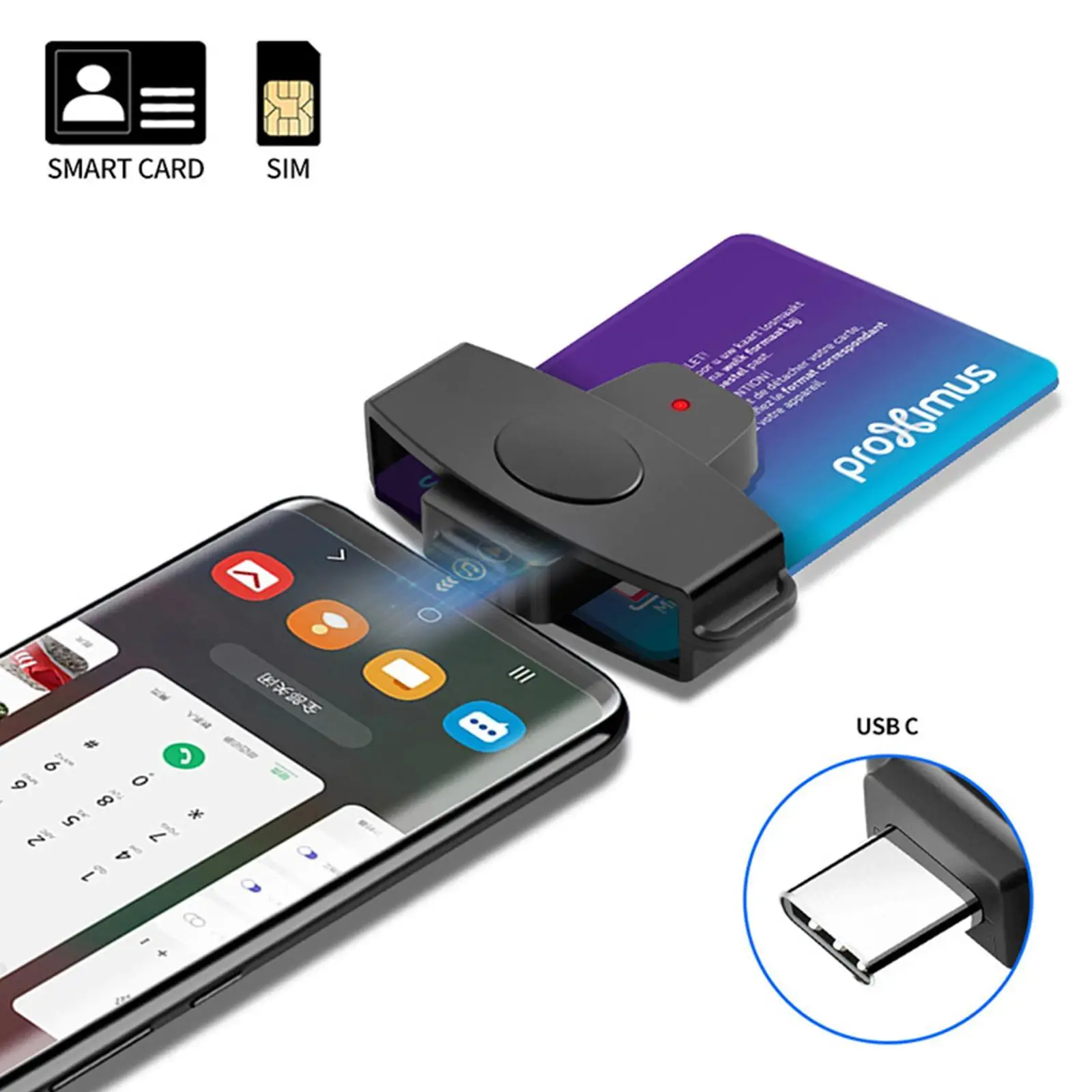 

New Rocketek USB Type C Smart Card Reader Memory ID Bank EMV Electronic DNIE Dni Citizen Sim Cloner Connector Adapter Android