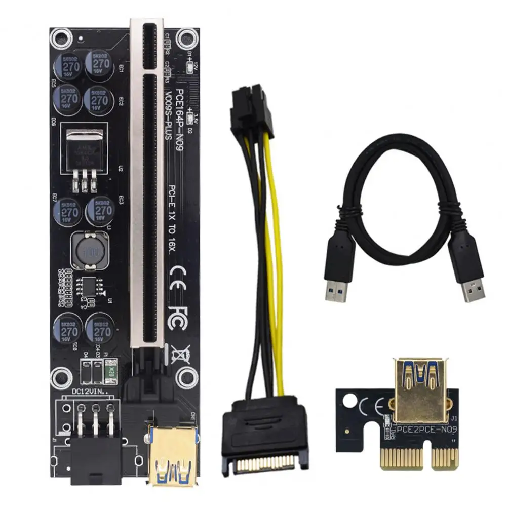 

VER 009S Plus Graphics Card Extension Cable High Speed USB 3.0 PCI-E 1X to PCI-E 16X GPU Riser Card for Computer