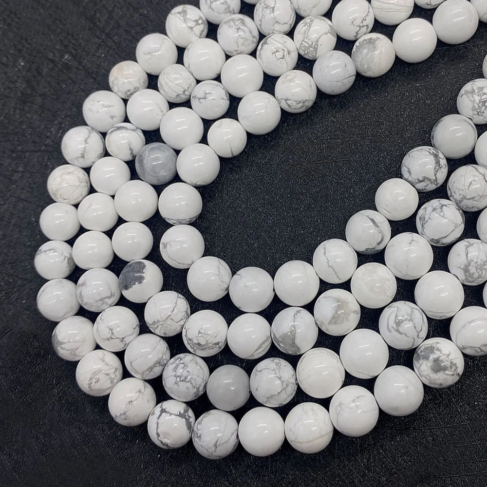 

Natural Stone Howlite Round Bead 6 8 10mm Loose Beads White Pine Stone Charms for Jewelry Making DIY Necklace Bracelet Accessory