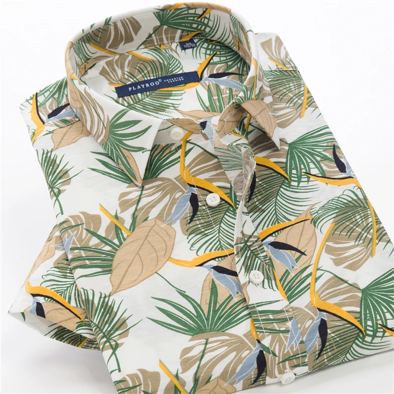 SHAN BAO XXL-10XL Plus Size Summer Brand Lightweight Loose Short Sleeve Shirt Classic Print Men's Casual Beach Thin Shirt