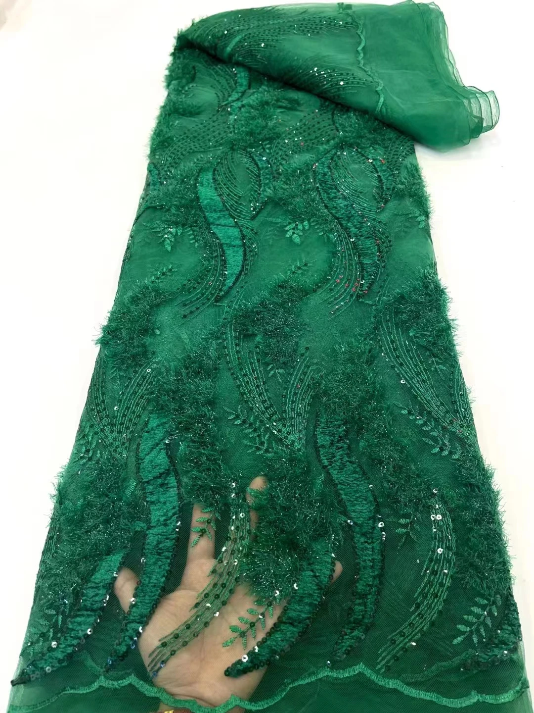 

Explosion European -style high -quality lace embroidered mesh soupe sequins, fashion cheongsam evening service wedding fabric