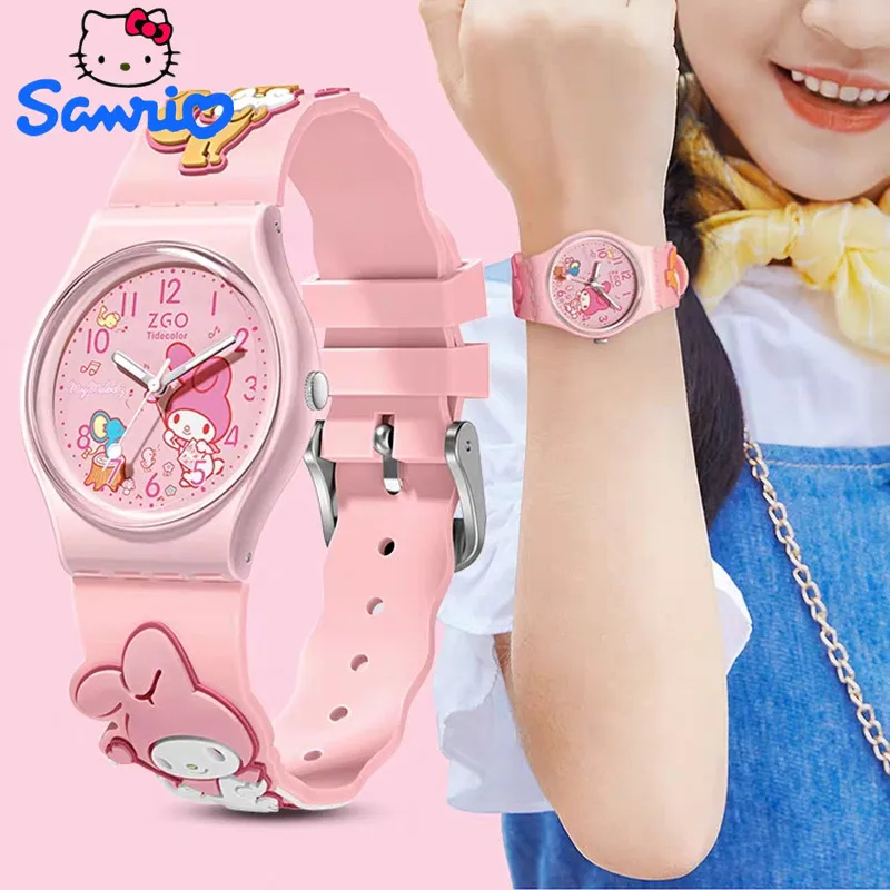 

Kawaii Original Sanrio Joint ZGO Cinnamon Melody Anime Dolls two color Watches Waterproof Pointer Quartz Watch Students Gifts