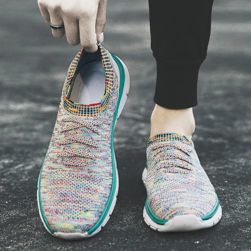 Summer Fashion Knit Slip-on Unisex Sock Sneakers Breathable Mens Running Shoes Comfortable Womens Casual Sports Shoes Size 36-45