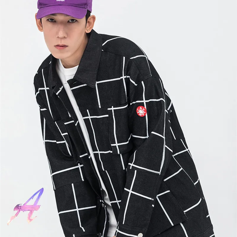 

CAVEMPT Shirts Japanese Striped Multi-pocket Casual Black Denim Reflective Jacket High Street Loose Cav Jackets