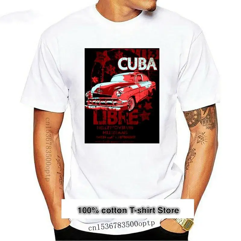 

Camiseta de manga corta con diseño de Cuba Libra, camisa de cuello redondo, Original, Natural, para Fitness, novedad