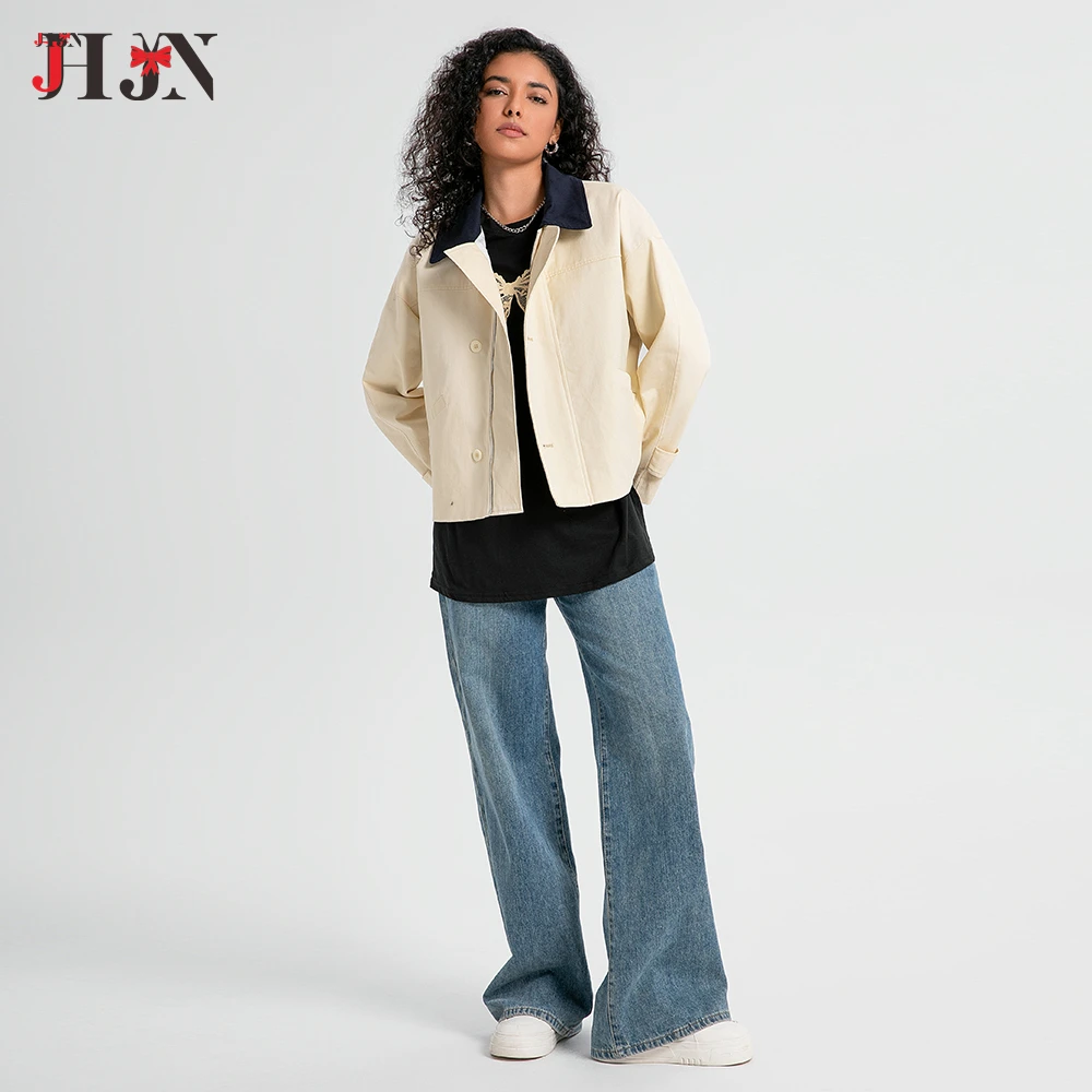 Женский Тренч-карго Верхняя одежда с отложным воротником на молнии и длинным