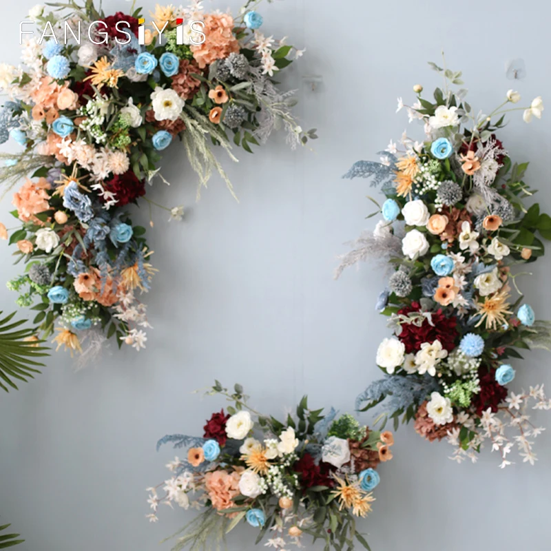 

Homemade Wedding Decoration Grey Blue Serie Flower Ball Simulation Flower Row Home Decor Curtain Flower Wedding Sign In The Road