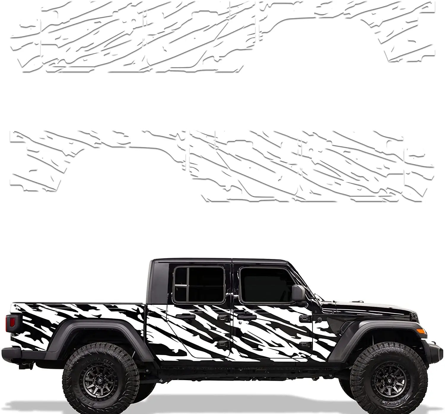 

Factory Crafts Side Graphics Kit 3M Vinyl Decal Wrap Compatible with Jeep Gladiator 2019-2021 - Wavy White