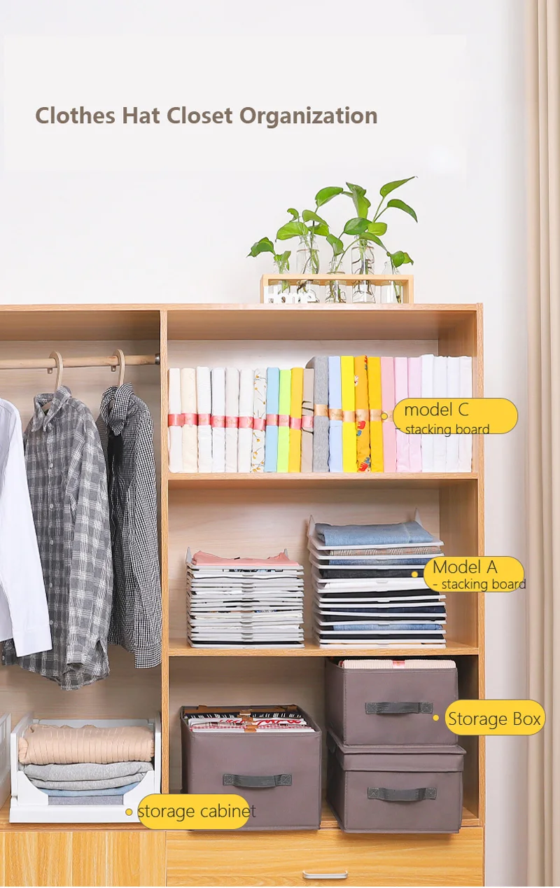 

1PCS Clothes Organizer Tray, T Shirt Folder Clothing Folding Storage Shelf Rack Wardrobe Closet Divide Partition Stacking Board