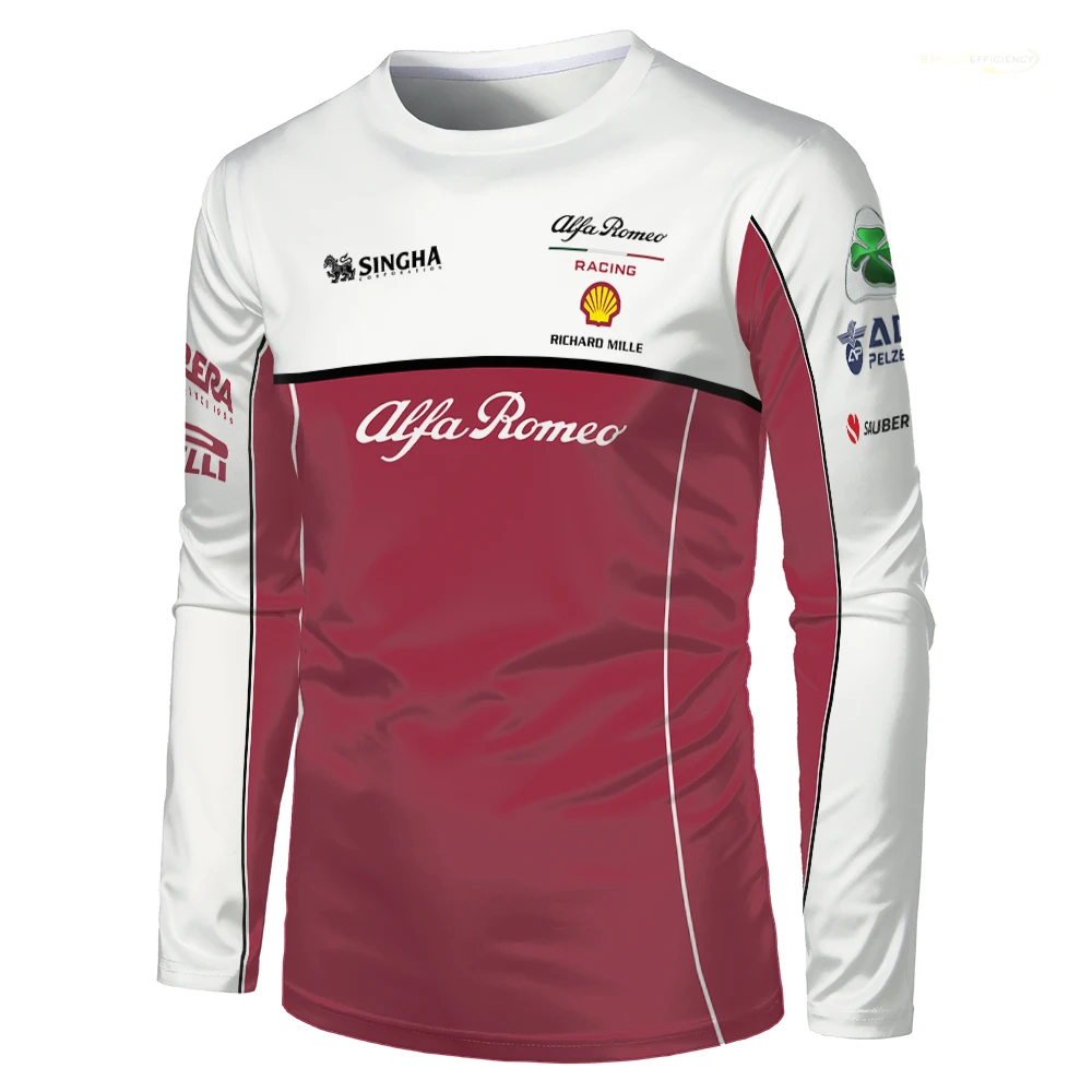 Летняя футболка для мужчин и женщин F1 Alfa Romeo Team Formula One с длинными рукавами