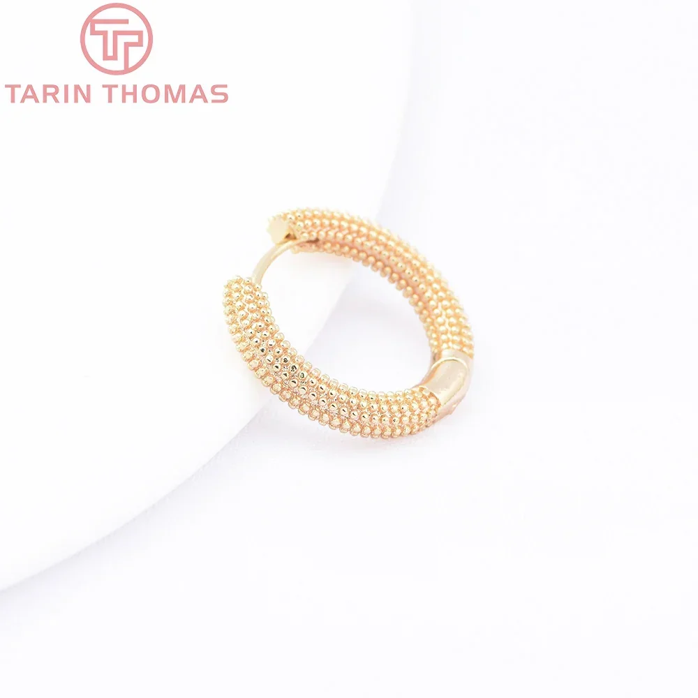 Латунные круглые серьги-кольца с застежкой 6 шт