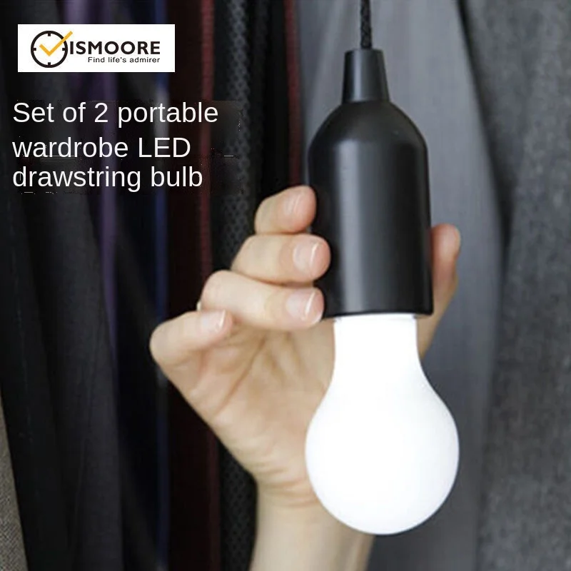 

1pc Led Portable Pull Rope Lamp Tent Camping Pull Wire Bulb Retro Lighting Pull Wire Small Night Light AA Batteries Powered