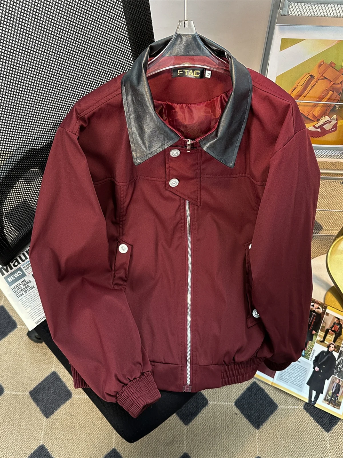 Куртка-бомбер Мужская/женская короткая с отложным воротником и длинным рукавом