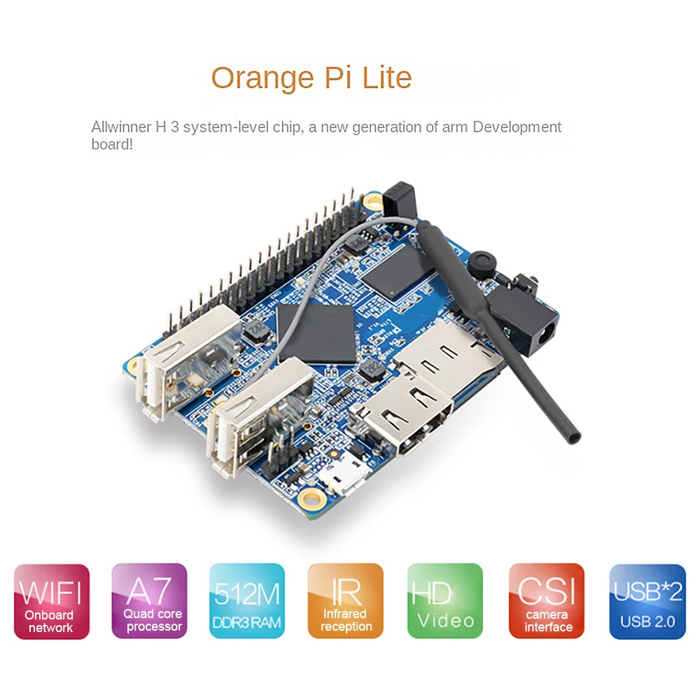 

For Orange Pi Lite H3 Chip ARM Cortex-A7 Quad-Core 512MB DDR3 Memory Programming Microcontroller Development Board