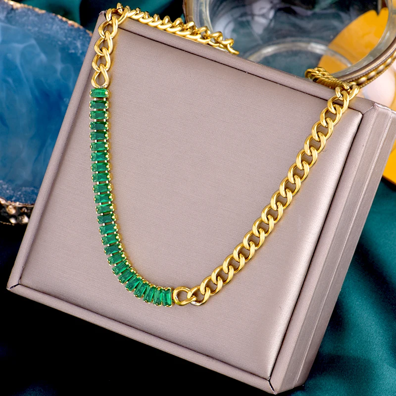 

2022 trend 316l stainless steel no fading Necklace charm chain women Light luxury gold choker jewelry wholesale