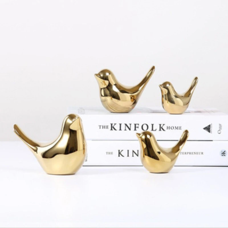 

Nordic Ceramic Gold Animal Statue Golden Bird Figurines Ornaments Home Modern Wedding Gifts Home Accessories