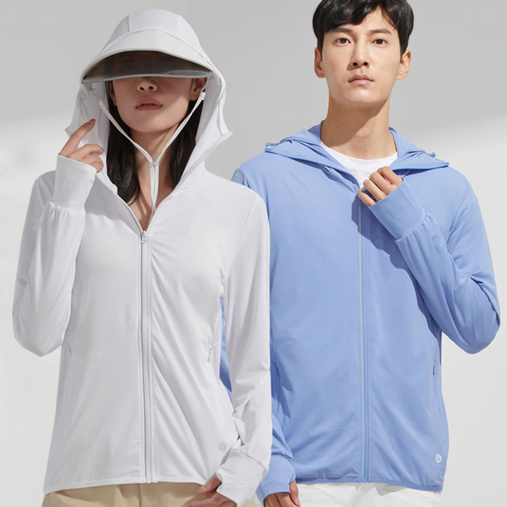 Summer Sun-protective Clothing UV UPF50+ Men's and Women's Anti-ultraviolet UV Proof Long-sleeves Sun Block Hooded Jacket 2023