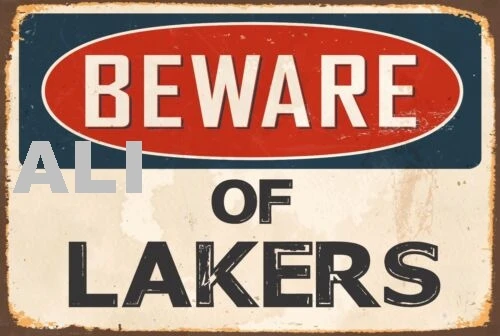 BEWARE of LAKERS Алюминий 8x12 Металл Винтаж Репродукция Знак опасности стр