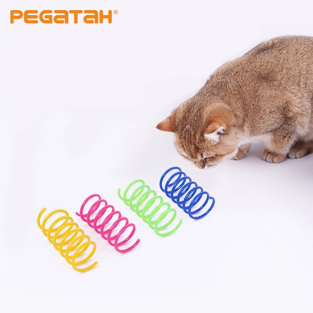 

4pcs Kitten Cat Toys Wide Durable Heavy Gauge Cat Spring Toy Colorful Springs Cat Pet Toy Coil Spiral Springs Pet Life