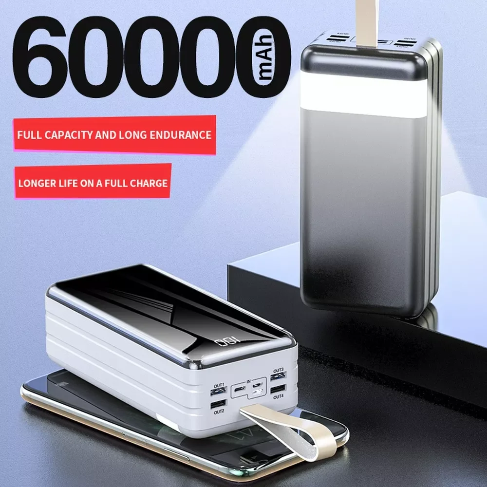 

2023New PINZHENG 60000mAh Power Bank For iPhone 13 LED Display Portable Charger External Battery PowerBank For Xiaomi Huawei Sam