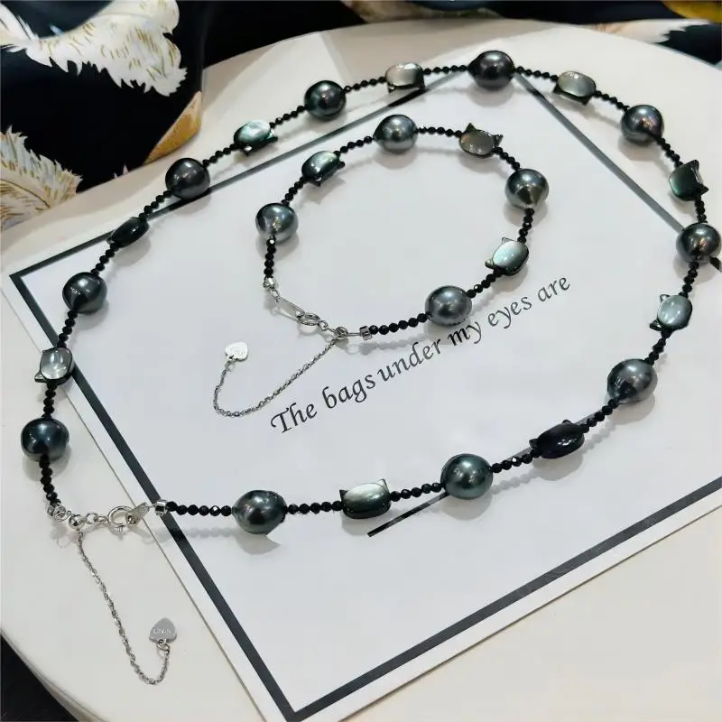 

Милая крутая девушка темная серия Biotite кошка Ракушки Морская вода Таити черный жемчуг браслет ожерелье комплект для женщин девушек Ювелирные изделия Подарки