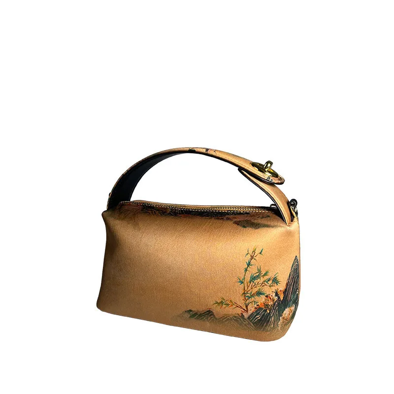 2023 summer Chinese style fragrant cloud yarn niche design portable silk bag high-grade women's fashion with gift bag W426