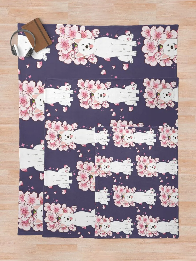 Белое корейское одеяло для собак Jindo с цветком вишни декоративные одеяла