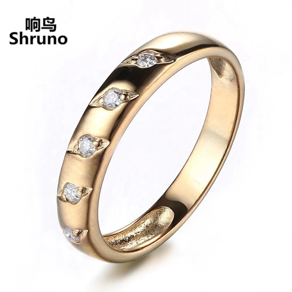 Женское кольцо Shruno из желтого золота 14 к au585 пробы с натуральными бриллиантами SI/H