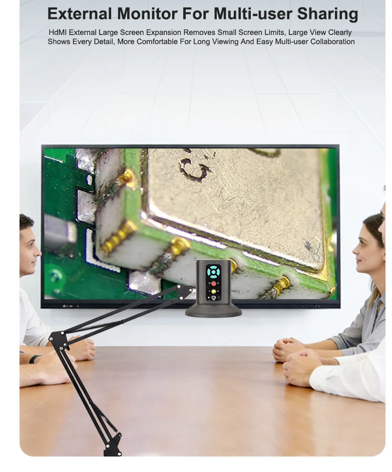 Фото 3 в 1: интегрированная 4K UHD камера-микроскоп с HDMI и Type-C, электрическим зумом, 60 светодиодными кольцевыми лампами, объективом с широким полем зрения, штативом и настольной подставкой. №4