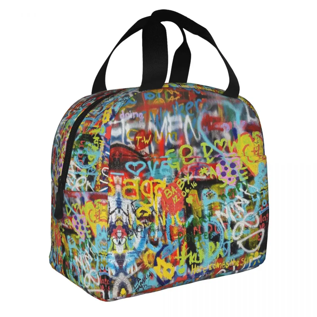 

Street Art Graffiti Insulated Lunch Bags Cooler Bag Reusable Banksy Stencil Spray Pop Art Large Tote Lunch Box Food Bag Travel