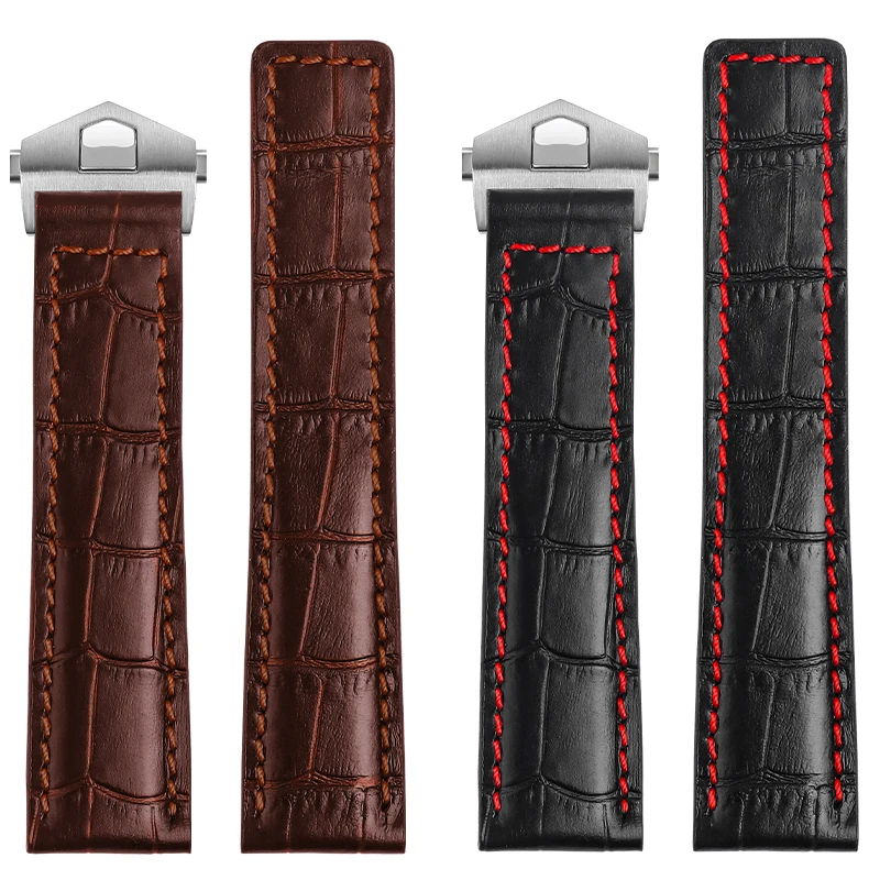 19mm 20mm 22mm Crocodile Grain Cowhide Leather Watchband for Heuer Strap Band Diving Male F1GULF Watch Accessories