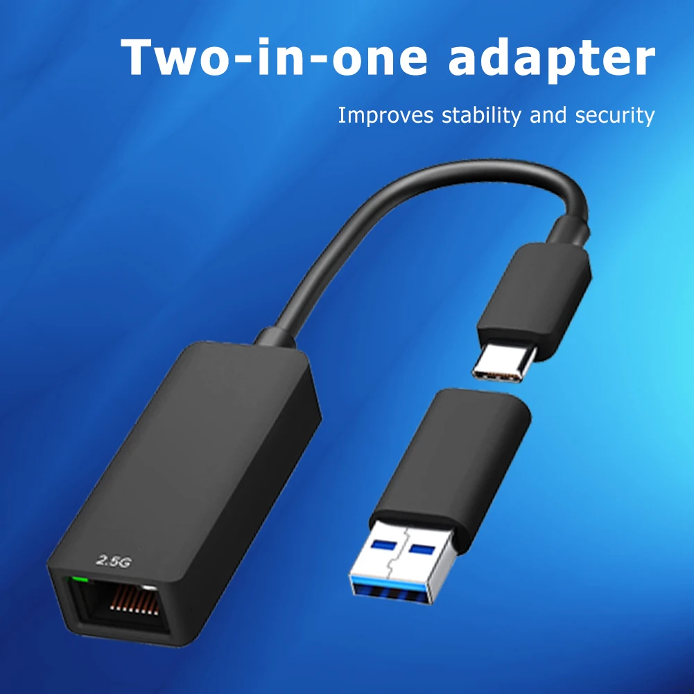 

PC 2 in 1 USB3.0/Type-C to Gigabit Ethernet Adapter 2500Mbps RJ45 Converter Laptop Notebook Network Instruments