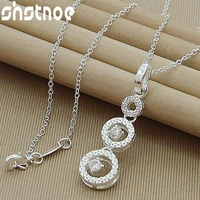 925 sterling silver 16 30 inch chain aaa zirconthree round circle necklace for women engagement wedding fashion charm jewelry
