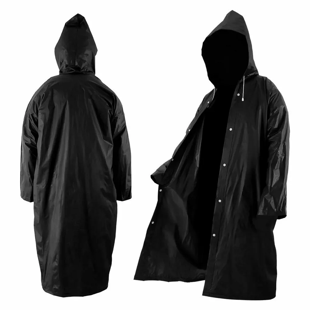 

Quality 1PC 145*68CM EVA Unisex Raincoat Thickened Waterproof Rain Coat Women Men Black Camping Waterproof Rainwear Suit