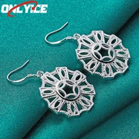 925 sterling silver round pentagon drop earrings womens fashion glamour christmas party wedding engagement jewelry