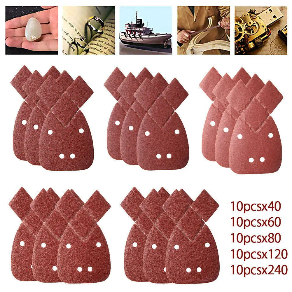 

25/50pcs Sanding Paper Mouse Sanding Sheets Pads 40/60/80/120/240Grit Orbital Sandpaper For Polishing Papers Aluminium Oxide