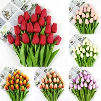 10pcs artificial flower tulip real touch flowers pu tulips bouquet for garden home decoration wedding fake flower party supplies