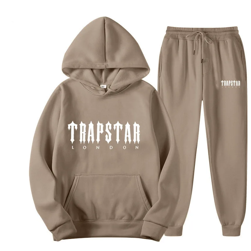

2022 New Brand Trapstar Printed Sportswear Men 15 Colors Warm Two Pieces Set Loose Hoodie Sweatshirt + Pants Set Hoodie Jogging