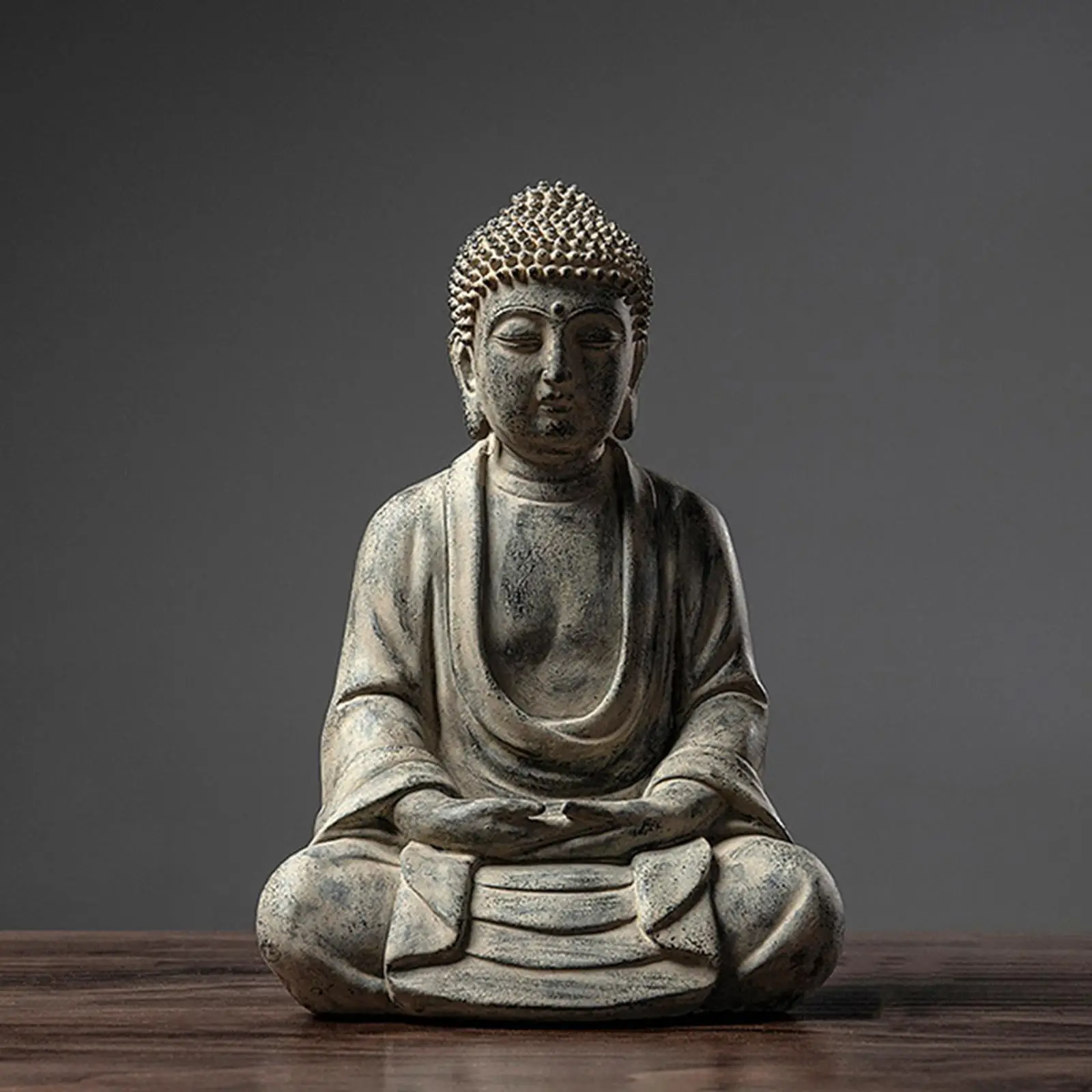 

Resin Buddha Statue Figurine Sculpture Fengshui Small Collection Sitting Decorative for Table Living Room Porch Decor Crafts